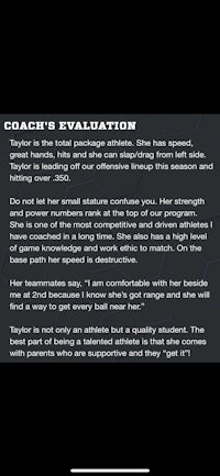 coach's evaluation - screenshot