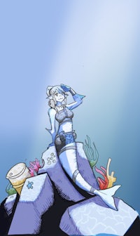 a mermaid sitting on a rock