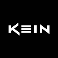 the logo for kein on a black background