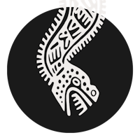 an illustration of a snake in a circle on a black background