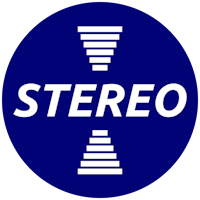 a blue circle with the word stereo on it