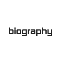 a black background with the word biography on it
