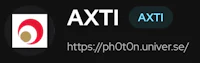 the logo for axti on a black background