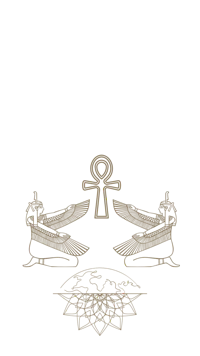 an egyptian logo on a black background