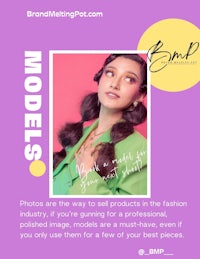 a photo of a woman in a green dress with the words brand making