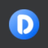 the d logo on a black background