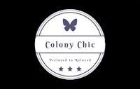 the logo for colony chic on a black background