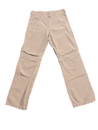 a pair of beige pants on a black background