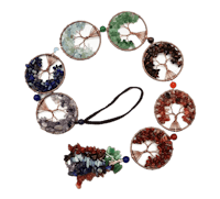 a bracelet with a variety of stones and crystals