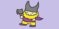 a cartoon viking holding an axe