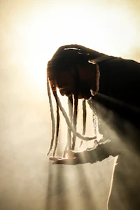 silhouette of a man with dreadlocks