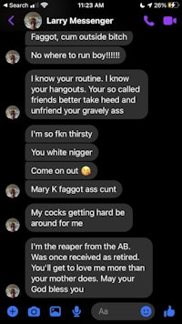 a screenshot of a text message between a man and a woman