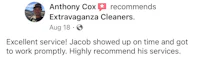 anthony cox reviews extravaganza cleaners