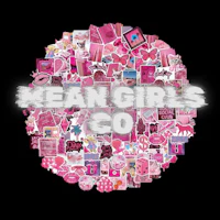 a pink circle with the words mean girls co