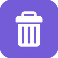 a trash can icon on a purple background