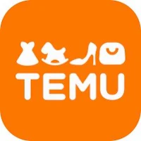 the temu app on an orange background
