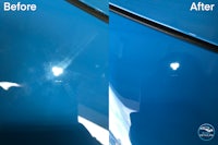 before and after pictures of a blue car