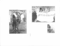 a black and white photo of a woman holding a sign