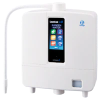 a white water purifier with an app on it