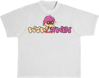 a white t - shirt with a cartoon character on it