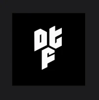 a black and white logo with the word dtf