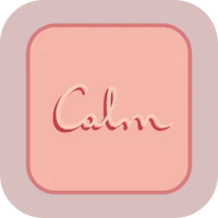 a pink square with the word calm on it