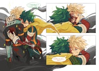 two pages of a comic with two characters hugging each other