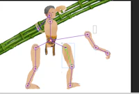 an image of a man holding a bamboo stick