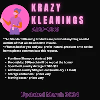 a flyer for krazy cleanings add-ons