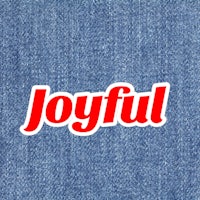 a blue denim shirt with the word joyful on it