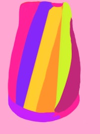 a rainbow striped hat on a pink background