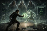 an image of a man with a sword in front of a group of people