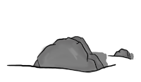 a drawing of two rocks on a white background