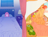 a girl is laying in a bed with a blanket over her head