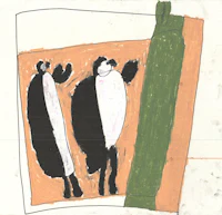 a drawing of two penguins standing next to each other