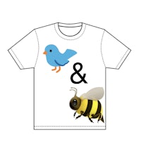 a t - shirt with a bird and a bee