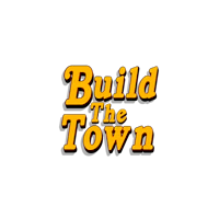 build the town logo on a black background