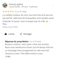 a google review for a restaurant in france