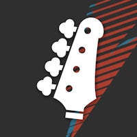 a guitar with a red, white and blue background