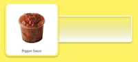 a jar of pepper sauce on a yellow background