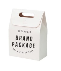 a white box with the words influencer brand package on it
