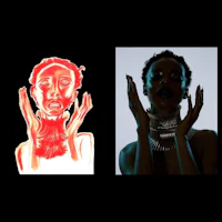 a black woman with a red necklace and a black woman with a red necklace