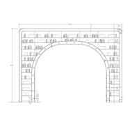 a drawing of an arch with books on it