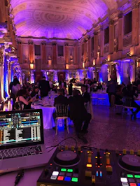 a dj set up in a large room