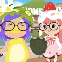 two animal crossing characters standing next to each other