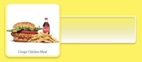 a picture of a burger and fries on a yellow background