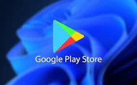 google play store logo on a blue background