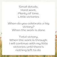 a poem with the words small details, hard work, little victories