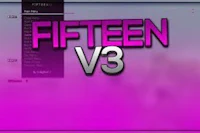 a purple screen with the words fifteen v3