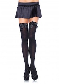 black thigh high stockings with bows